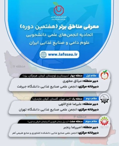انجمن علمی دانشجوبان علوم و مهندسی صنایع غذایی و علوم دامی دانشگاه جیرفت در جمع برترینهای کشور